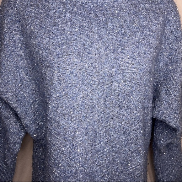 Small Maurices Blue Sequin Sweater Knit Pastel Stretch Dolman Sleeve - Picture 8 of 15